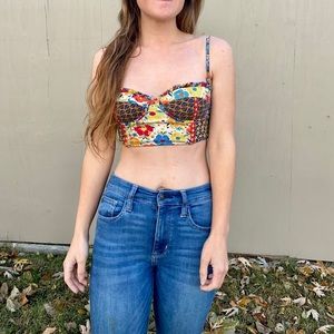 Anthropologie Floral Longline Bralette Bra Crop